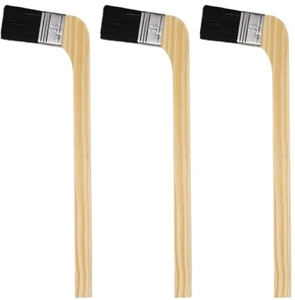 sourcing map 3 pinceles de pintura de 3,8 cm de ancho, reutilizables, variedad de pinceles curvados en ángulo, pintura para radiador, pintura al óleo de látex, muebles, paredes, tratamiento, color