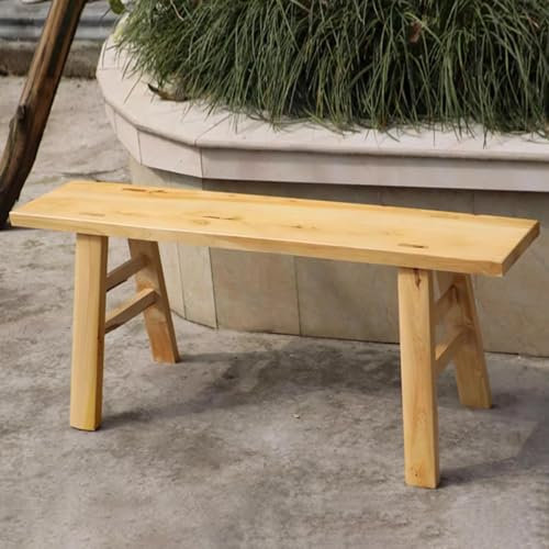 Eingangsbank Aus Massivem Holz, Handgefertigt, Vintage-design, Verwittertes Natur-finish, Küchenbank Aus Asiatischem Holz Für Den Eingangsbereich Des Wohnzimme(Size:38*8*16in/98*21*42cm,Color:Natural)