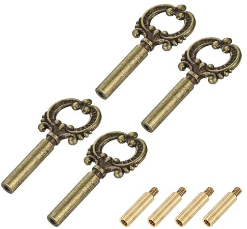 sourcing map 4Pcs Lamp Turn Knob On/Off Lamp Switch Replacement Brass Light Switch Knob Lamp Knob Lamp Switch Extension 51.5mm Length for Lamp Socket, Bronze