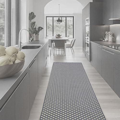 Home My Own - Alfombra de cocina antideslizante, lavable con pelo corto, absorbente, 100 % algodón reciclado, alfombra moderna lavable en lavadora, tamaño: 60 x 180 cm