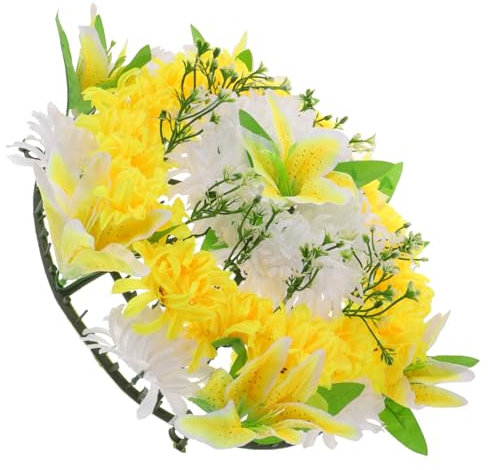 Cabilock Couronne Funéraire Artificielle De Chrysanthème pour Cimetière Wreath De Sacrifice Réaliste pour Commémoration Et Deuil Couleur Aléatoire