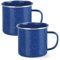 YZROHYI 2 Stück Camping Becher Emaille Tasse 350 ML,Emaille Becher Edelstahl,Kaffeebecher Emaille Retro,Enamel Mug,Emaille Tasse Outdoor,Kaffeetasse mit Henkel,Wanderbecher Mehrweg für Zuhause