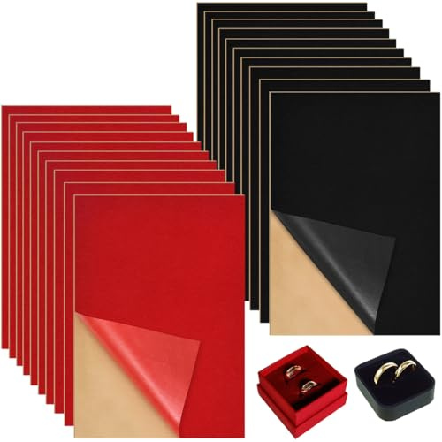 FuxFuis 20 Stück Filzstoff Selbstklebend Selbstklebender Samtstoff | Dauerhaft Samt Filzstoff Schwarz Rot Samt Selbstklebend Bastelfilz Selbstklebender Filz für Möbelverkleidungen Bastelarbeiten