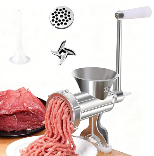 Tritacarne manuale in lega di alluminio con manovella, con morsetto da tavolo in acciaio, macchina per carne e salsicce, tritacarne macinata per cucina, uso domestico e domestico