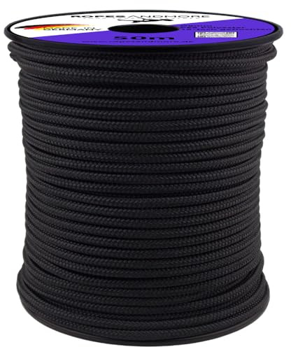 Polyesterseil PES Ø2,5mm-10mm geflochten Polyester Seil Schnur 50m 100m von Ropes and More® (Schwarz, 8mm -50m)