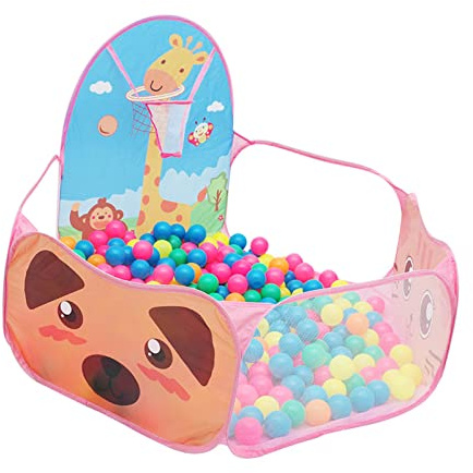 MENDUNER Baby-Poolzelt mit Basketballkorb, Langlebigen Nähten, Lustiges Versteckspiel, Geeignet für Kleine und Mädchen (PINK)