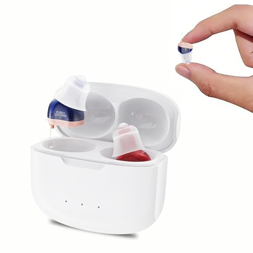 Invisible CIC Rechargeable Hearing Aids for Seniors & Adults - 16-Channel Digital Noise Cancelling,Comfort Fit with Portable Charging Case