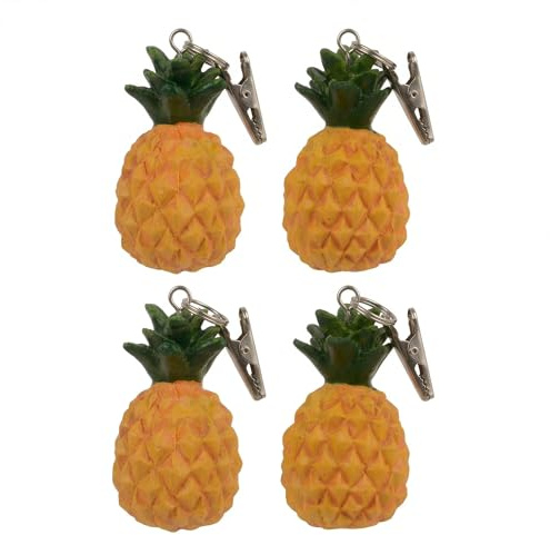 MIJOMA Set di 4 pesi per tovaglia, in poliresina, per tovaglie, antivento, per giardino, balcone, terrazza (ananas)