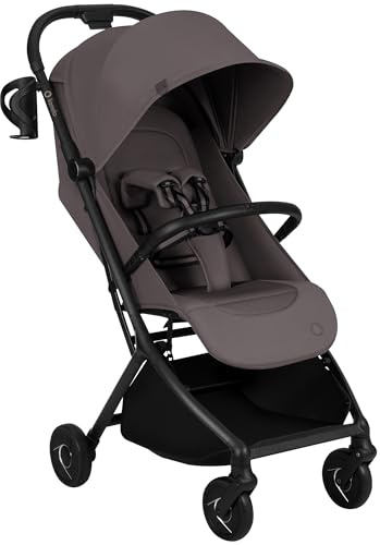 Lionelo Sia Resebarnvagn (6 mån–4 år) upp till 22 kg – Ultralätt 5,9 kg & Kompakt, Enhandstyrd, Punkteringsfria Hjul med Fjädring, UPF50+ Vattentät Sufflett, Står Ihopfälld, Myggnät Mugghållare, Beige