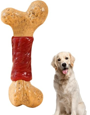 Hundespielzeug – Robuster Knochen Mit Rinderduft | Interaktives Hundespielzeug | Zahnwechsel Zahnpflege Spielzeug Für Training & Langeweile, Thermoplastischer Gümmi, Bissfest