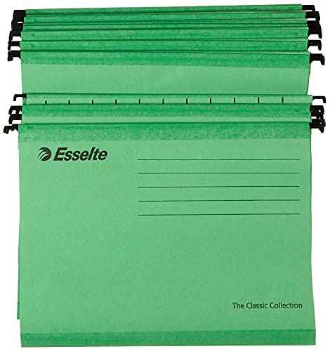 Esselte Hängmapp, 4 Flikar, A4, 150 Ark, 25-Pack, Grön, 90318