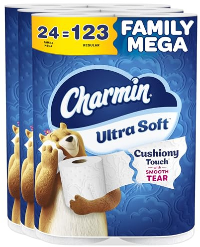 Charmin Ultra Soft Cushiony Touch Toilet Paper, 24 Family Mega Rolls = 123 Regular Rolls,8 count(pack of 3)