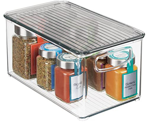 mDesign Aufbewahrungsbox mit Deckel – stapelbare Kühlschrankbox zur Lebensmittelaufbewahrung – Ablage aus BPA-freiem Kunststoff für den Küchen- oder Kühlschrank – durchsichtig/rauchgrau