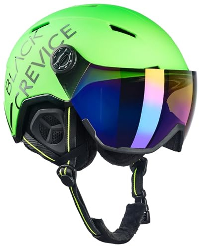 Black Crevice Unisex – Hjälm Skidhjälm för vuxna Vail med visir, neongrön, M (55–58 cm)