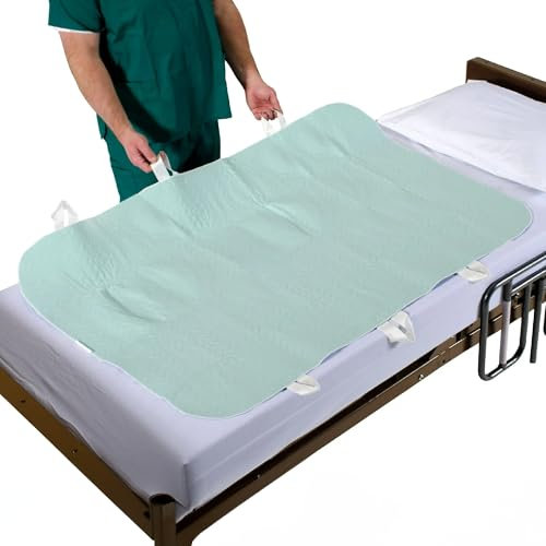 Patient Aid 34 x 72 Cuscino di Posizionamento con Maniglie Materasso per incontinenza Protezione della Biancheria da Letto Fodera Sottopiede con Cinghie Riutilizzabile Lavabile Impermeabile