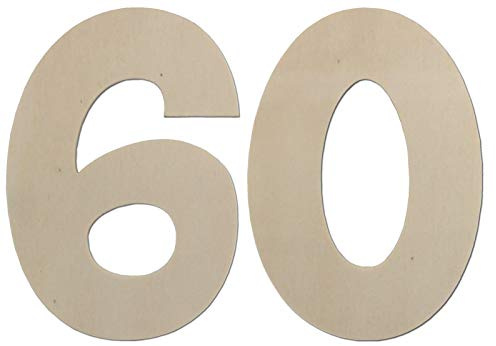 Deko Zahlen - Geburtstagsdeko 60 Geburtstag aus Holz - Ideale Geburtstag Geschenkideen oder als Party Tischdeko (30 cm)