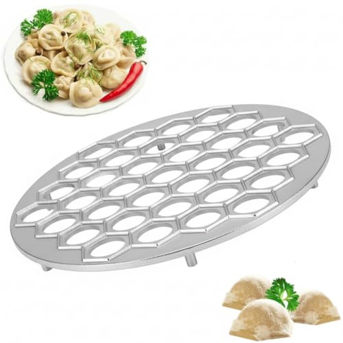 Pelmeni Maker, Teigtaschenfomer aus Aluminiumlegierung, Gulliver Teigform für 37 Pelmeni, DIY Form, Für hausgemachte gefüllte Teigtaschen, Pelmeni, Ravioli, Knödel, Geschenke (Silber)