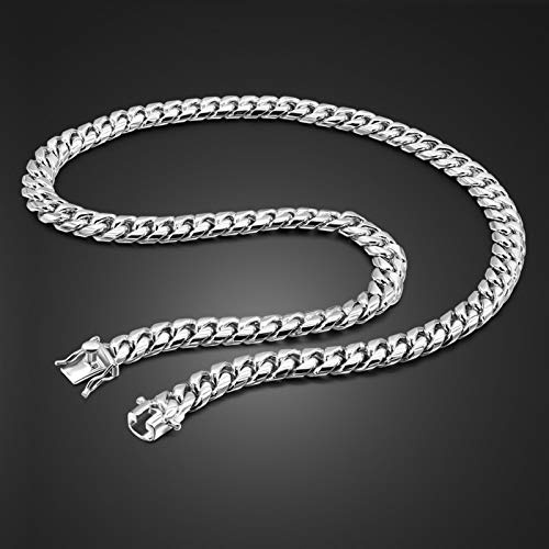 FOOSKOO Herren Halskette Herrenhalsketten 925 Sterling Silber Mann Halskette Klassische echte Dicke Reine Silberpeitsche Kette 10mm 24 Zoll (Length : 65cm)