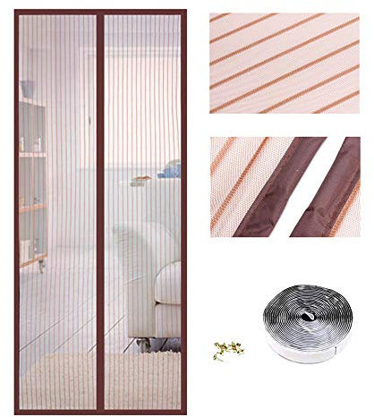 Moustiquaire à Fermeture Aimantée Format personnalisé Convient pour n'importe quelle porte montage adhésif facile Bande Adhésive et Auto-Agrippante Incluse 170x255