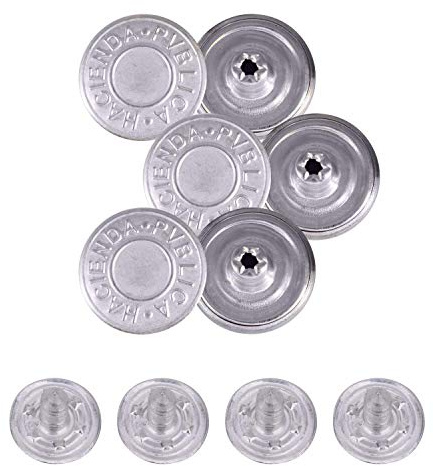 Trimming Shop 25 mm Ersatz-Jeansknöpfe, langlebiger Klebeschlag, kein Nähen, Knöpfe mit Nieten, für Jeans, Jacken, Röcke, Silber, 20 Stück