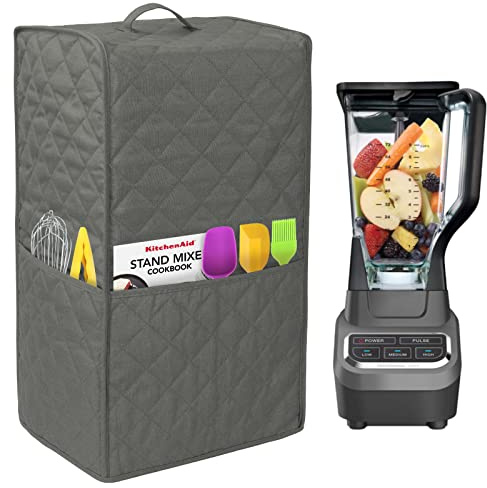 Kitchen Blender Dust Cover,Blender Covers Compatible with Ninja Foodi Blender,Blender Covers for Kitchen Appliance Covers,Blender Cover with Accessory Pocket. (Grey)