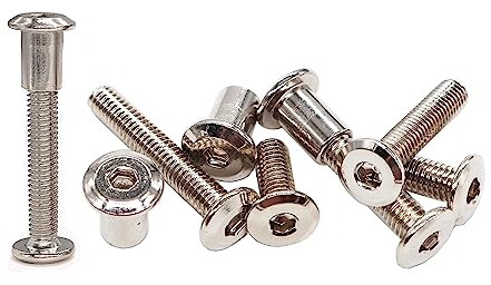IKEA Billy Bookcase Connecting Hardware Screws, cSeao 12-Pack M6-1.0 x 35mm Rivet Countersunk Hex Head Socket Cap Bolt and Barrel Nut for Furniture