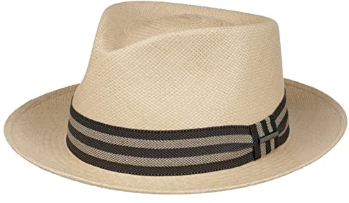 Stetson Sanvito Panamahut - Player-Hut - Naturfarbener Hut mit gestreiftem Ripsband - Sommerhut mit UV-Schutz 40 - Damen & Herren - Frühjahr/Sommer Natur M (56-57 cm)