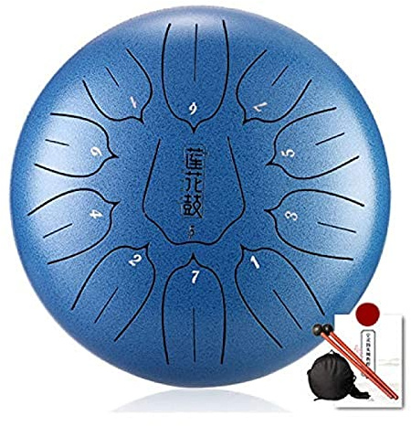 Steel Tongue Drum, 12 Zoll 11 Tone Zungentrommel Schlagzeug Anfänger, Steel Pan Töne Schlaginstrument Kinder, Hand Pan Drum für Meditation Yoga Klangheilung