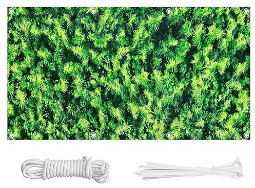HERILIOS Balkon, Balkonabdeckung 220 g/m² Innen Balkonverkleidung UV-Schutz (210Größen&21Farben) Ohne Bohren mit Ösen Kabelbinder und Kordel für Balkongeländer Terrasse, Günes Laub 50X300CM