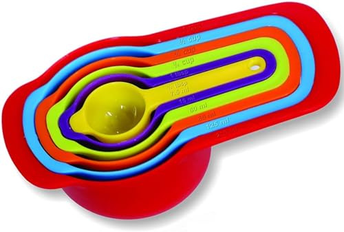 Smart Baking Juego de 5 cucharas medidoras de plástico multicolor | Juego de utensilios de cocina para hornear | Tazas medidoras perfectas para hornear o cocinar (juego de colores 3)