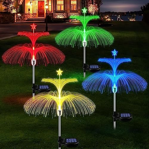 Solarleuchten für Außen Garten, 4 Stück Gartenleuchte Weihnachtsdeko 7 Farbe Led Wechselnde Wasserdichte Solar Weihnachtsbeleuchtung für Außen Patio Rasen Balkon Terrasse, Weihnachtsdeko Garten deko