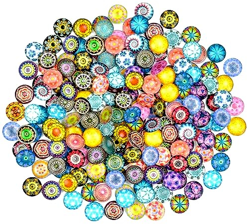 DOUSELLA 200 Stück Gemischte Farbe Glassteine Bunte Muggelsteine Glas Kinder Mini Glasnuggets 12mm Glas Cabochon Mosaik Gemischte Farbe Glassteine Deko für Fotoschmuck, Blumen und mehr (200pcs 12mm)