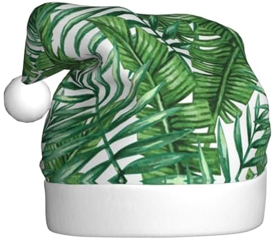 Bananenblatt-grüne Weihnachtsmützen für Erwachsene, Weihnachtsmann-Mütze Druck Plüsch Komfort Xmas Hut Für Weihnachten Neujahr Liefert