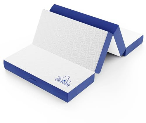 Doubleslee Foldable Mattress single, 6 Inch Folding Single Size Memory Foam Mattress, 4 Fold Easy Storage With Washable Cover for Travel, Camping, Caravans, Guest Bed (90x190x15cm)