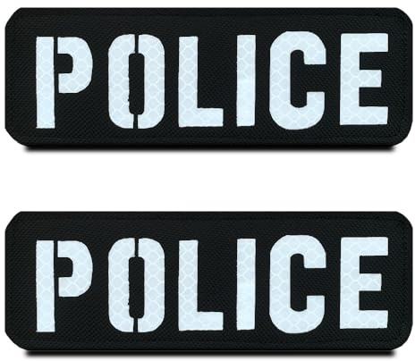 2 Stück Reflektierendes Police Polizei Infrarot IR Reflektiv Abnehmbare Militär Police Patches für Rucksäcke Kleidung Taschen Uniform Weste Jersey Reisen Cosplay CS-15.2x5 cm