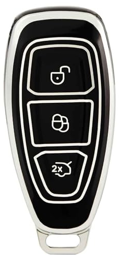 Autoschlüssel-Abdeckung, Autoschlüssel-Hülle, Schlüsselanhänger, kompatibel mit Ford Fiesta Focus Kuga Fusion Mondeo Ecosport Explorer Edge Ranger C-Max