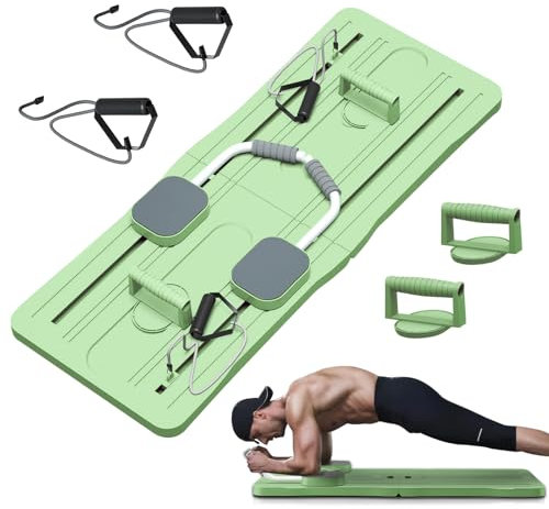 LIROPAU Multifunktionales Bauchmuskel-Trainingsbrett mit Widerstandsband, Bauchmuskel-Roller-Trainingsgerät, Auto Rückprall, Geeignet für Zuhause, Büro (Grün)