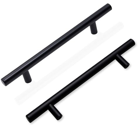 INMOZATA 20Pack Cabinet Handles, 128mm Hole Centre Black Kitchen Door Handles