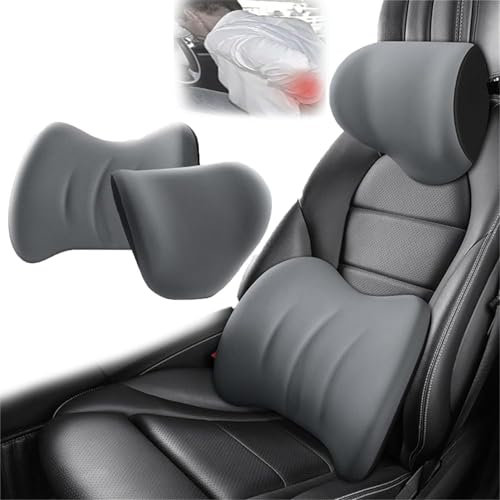 Juego de almohada de apoyo lumbar y reposacabezas de coche, almohada de espuma viscoelástica, reposacabezas de coche, cojín lumbar para alivio del dolor de cuello, espalda, silla de oficina, camión