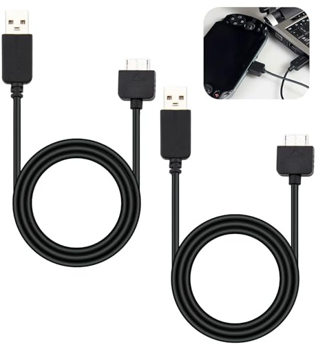 MxyVrix 2 st USB-laddnings- och datasynkroniseringskablar för PlayStation Vita, PSVita 1000, 1,2 m USB-laddningskabel, för laddning och synkronisering
