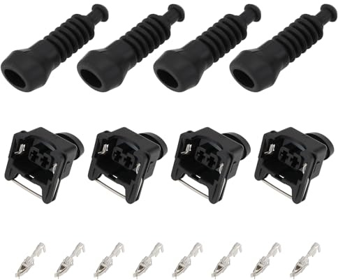 eMagTech 4 Set di Presa per Connettore JPT A 2 Pin per Kit di Riparazione Auto 828657 828657-3 0,50 Mm² - 1,00 Mm² Manicotto Antipiega Presa per Carburante per Auto Nero