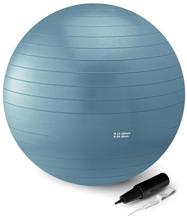 Amazon Basics Ballon d'exercice de Yoga, 58-66 cm de diamètre, Turquoise