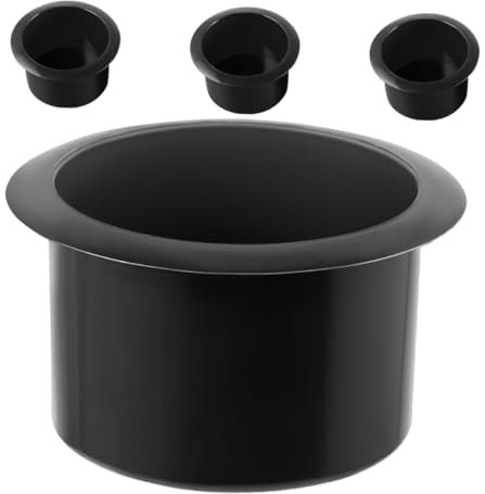 BUGUUYO 4 Inserts Porte-gobelets en Plastique Noir pour Canapé et Voiture, Solution Sûre, Finition Polie, Lot de 4