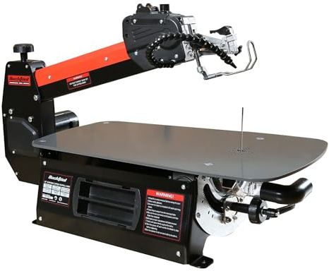 Bucktool 558 mm Dekupiersäge mit variabler Geschwindigkeit, 22-Zoll-Größe, großem Arbeitstisch, Mehrwinkel-Schnitten und max. Schnitttiefe 50 mm, kompatibel mit 130–133 mm stiftlosen Sägeblättern