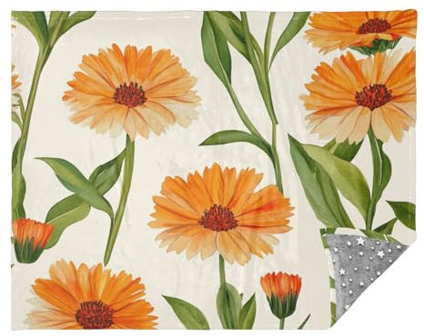 Manta de caléndula amarilla beige para sofá, cobija bonita para sala de estar, 50 x 70 pulgadas