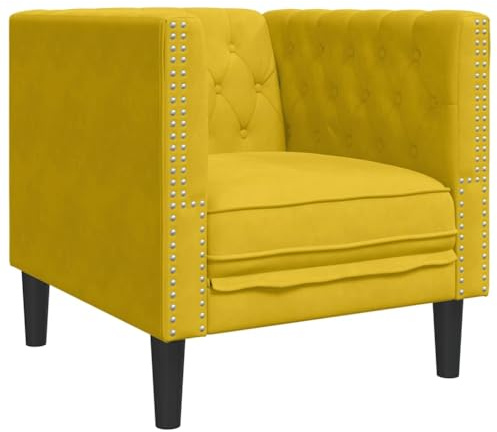 VidaXL Sillón Chesterfield De Terciopelo Amarillo Sofá Individual Para Lectura En Sala De Estar