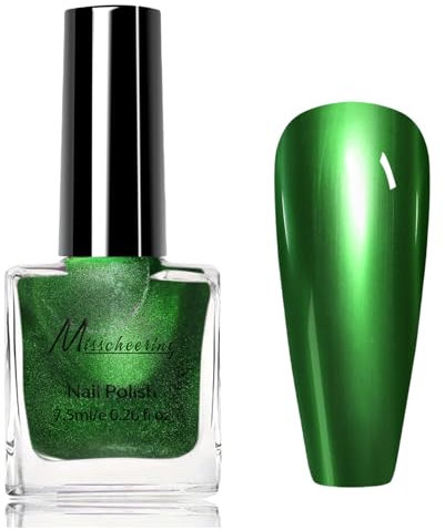 Grün Metallic Spiegel Nagellack, Mirror Nagellack Grün, Spiegelnagellack Effekt Schnelltrocknend Chrom, Glitzer Nail Polish Langanhaltender für Anfänger DIY Art - Ohne UV Lampe (Green, 7.5ML)
