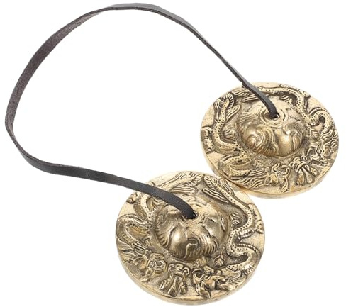 Abaodam Sonido Sanador de Cobre Dorado para Meditación Tingsha Instrumento Tradicional Fácil de Usar Adecuado para Yoga y Prácticas Espirituales