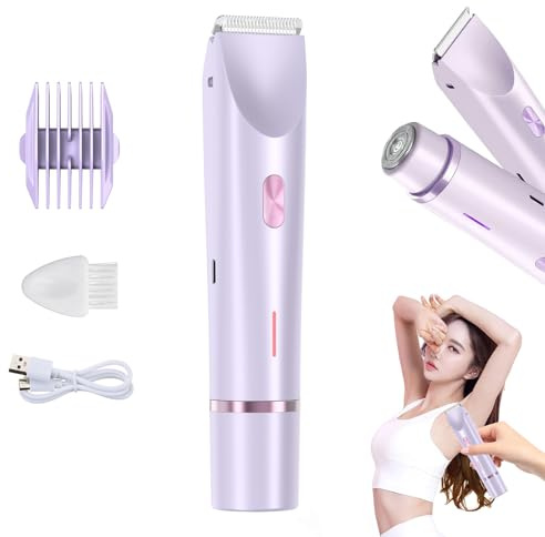 Intimrasierer für Frauen, 2 in 1 Dual Head Damenrasierer Elektrisch, Rasierer Damen Intimbereich, USB Aufladbar Rasierer Damen, IPX7 Wasserdicht Damen Intimrasierer für Gesicht Körper Bikini