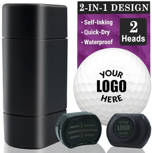 Vniqloo Personalisierter 2-in-1-Golfball-Stempel, personalisierter Golfball-Logo-Stempel, selbstfärbender, wiederverwendbarer, wasserdichter Golf-Stempel, tolles Geschenk für Golfer, Männer, Papa